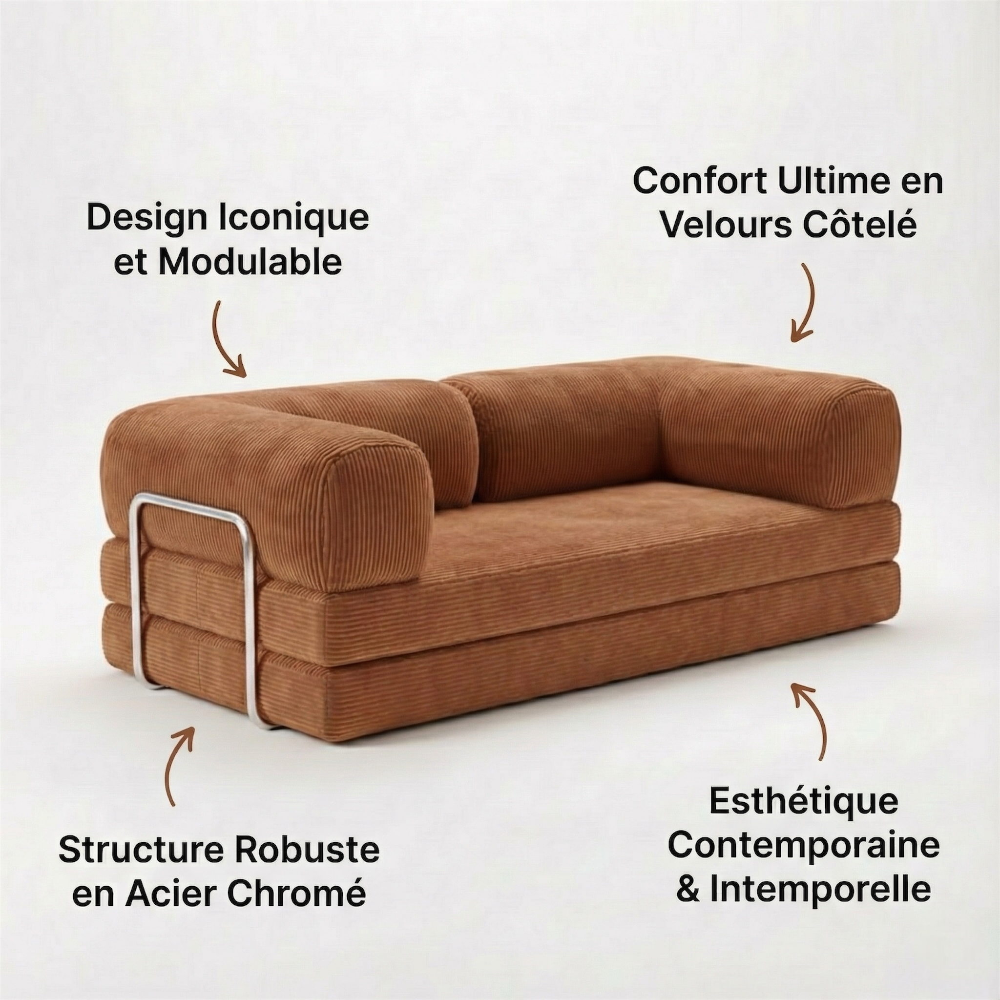 CANAPÉ-LIT MODERNE HELYOS SAUMON